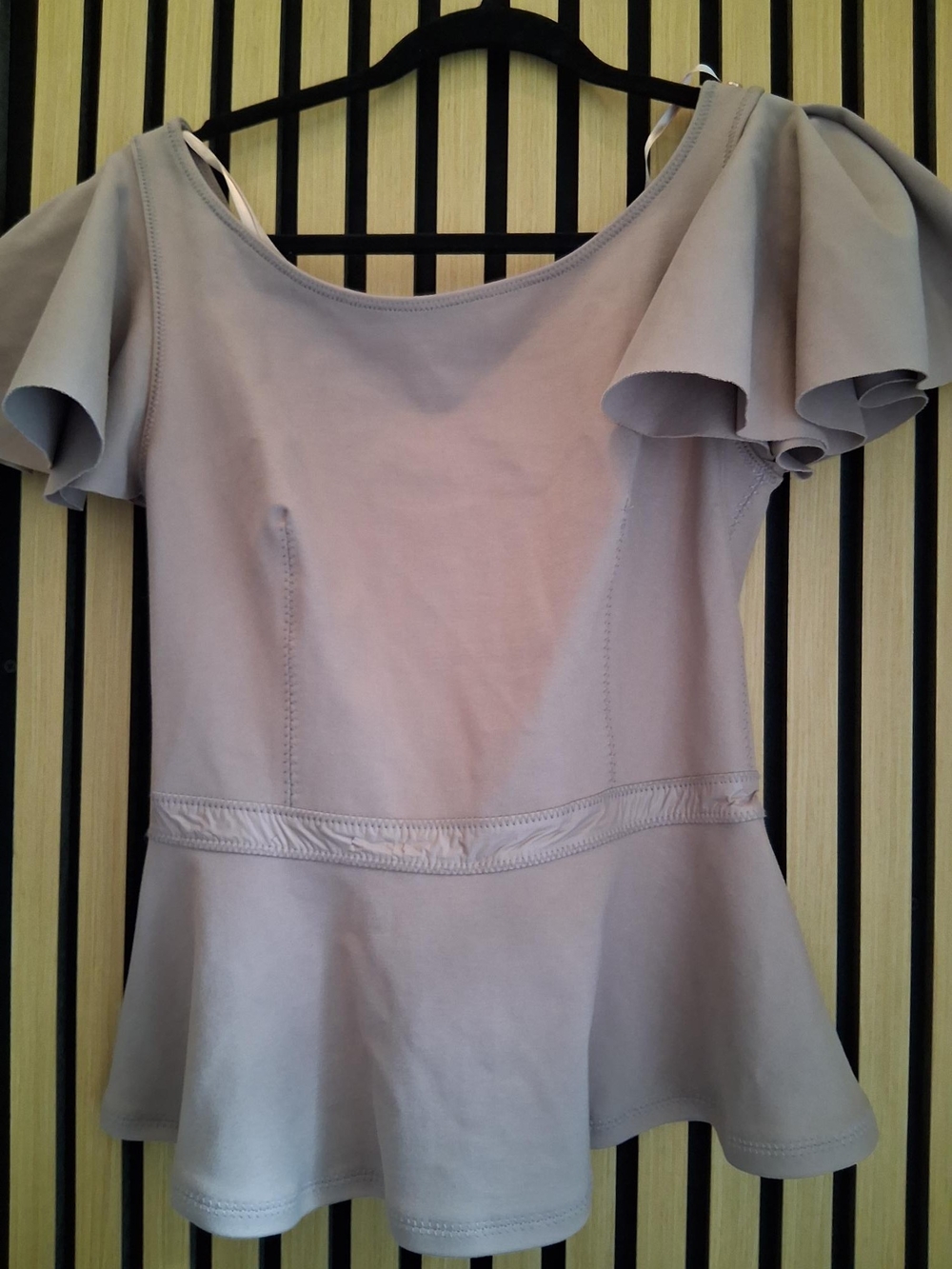 Diesel Taupe Ruffle-Sleeve Peplum Top